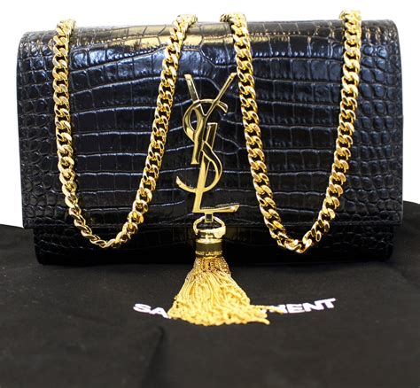 ysl black croc clutch